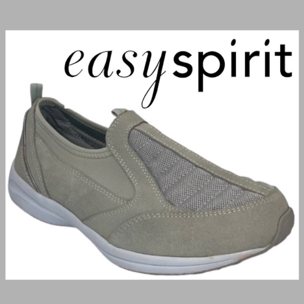 Easy Spirit Sneakers Slip On Tan Gray Comfortable Cushion Insole Womens Size 7.5